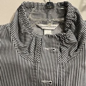 Christopher & banks blue and white striped jacket, size Large, 3/4 sleeves